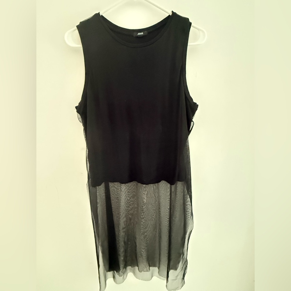 Ardene Black Mesh Long Tank Top